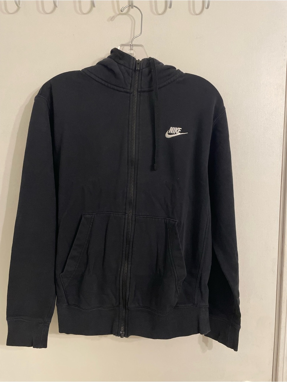 Nike Black Full-Zip Hooded Jacket with White Logo